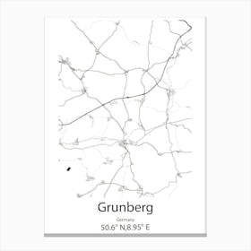 Grunberg,Germany Minimalist Map Canvas Print