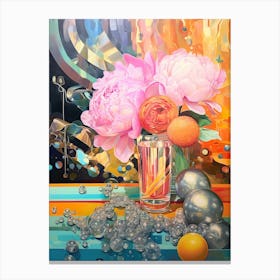 Disco Ball And Peonies And Pearls Still Life 0 Canvas Print