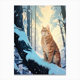 Winter Bobcat 3 Illustration Canvas Print