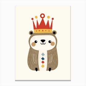 Little Sloth 6 Wearing A Crown Canvas Print