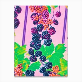 Blackberry Risograph Retro Poster Fruit Canvas Print