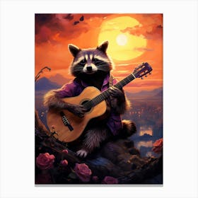 Raccoon Playing Guitar Canvas Print