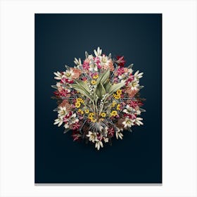 Vintage Lily of the Valley Flower Wreath on Teal Blue n.1219 Canvas Print