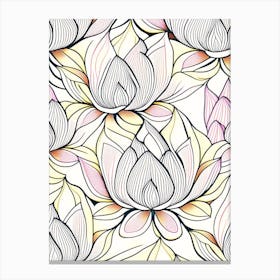 Lotus Flower Repeat Pattern Abstract Line Drawing 3 Canvas Print