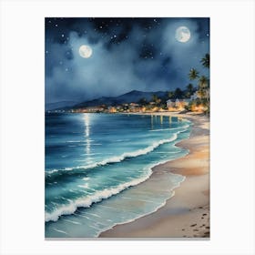 Night At The Beach Canvas Print