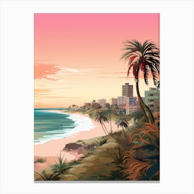 An Illustration In Pink Tones Of Panama City Beach Florida 2 Canvas Print