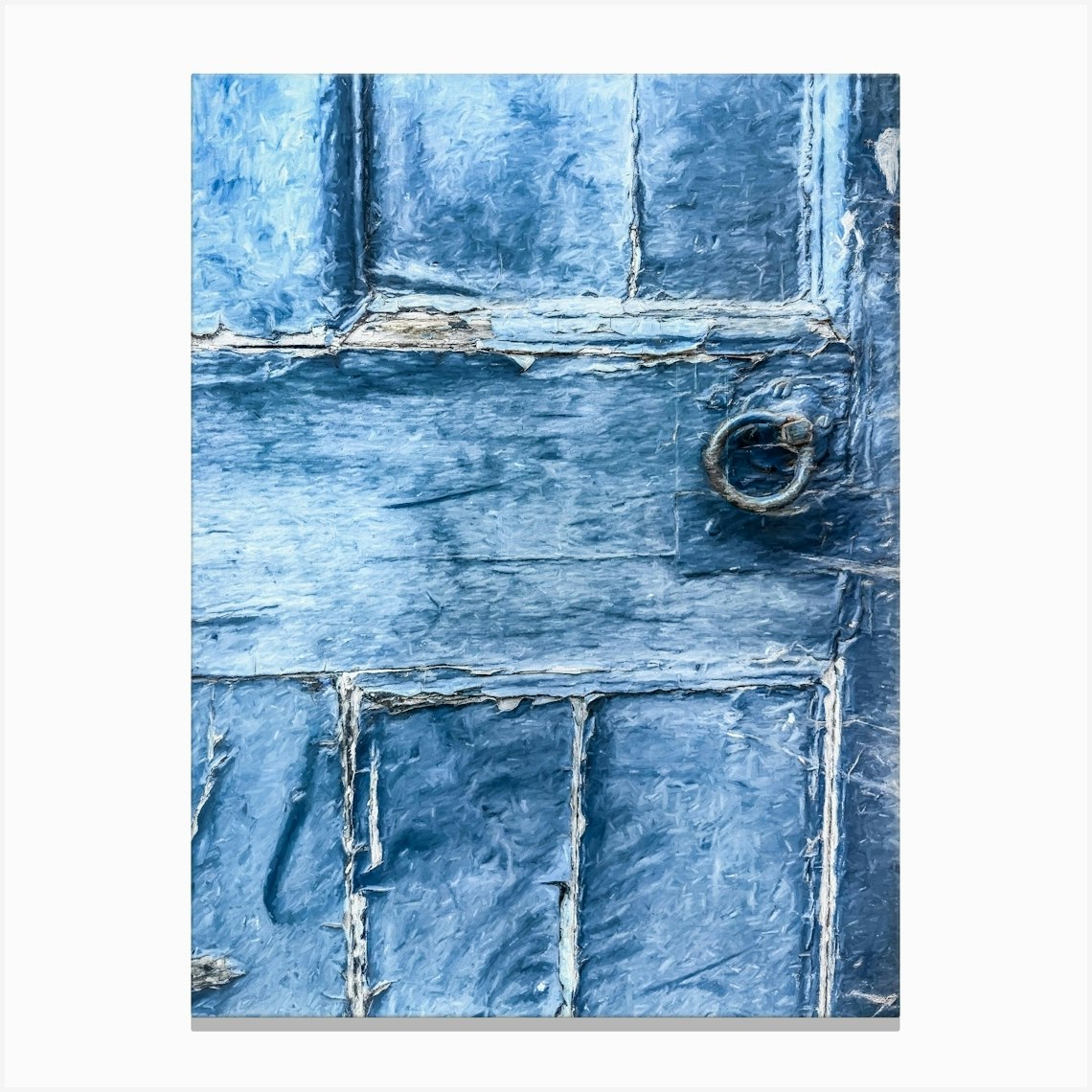 Blue Peeling Painted Door Canvas Print by Paul J Bucknall