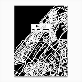 Rabat City Map — Hand-drawn map, vector black map Canvas Print