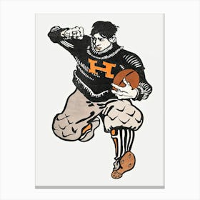 Vintage American Football Player Vintage Drawing, Edward Penfield Canvas Print