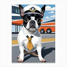 Boston Terrier Pilot-Reimagined 36 Canvas Print