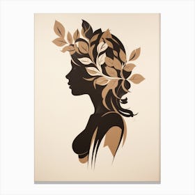 Portrait Of A Woman With Leaves In Her Hair Canvas Print