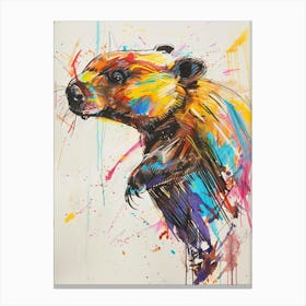 Beaver Colourful Watercolour 2 Canvas Print