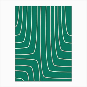 Modern Preppy Simple Abstract Line Art in Pink and Green Canvas Print