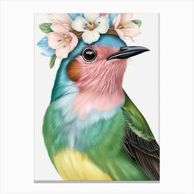 Bird With Flower Crown 10 Canvas Print