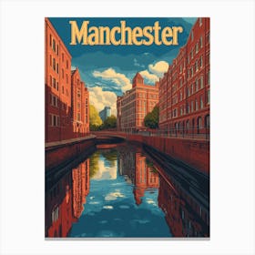 Aihrgdesign A Retro Travel Poster For Manchester 3 Canvas Print