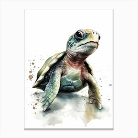 Baby Turtle Watercolour Nursery 1 Canvas Print