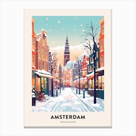 Vintage Winter Travel Poster Amsterdam Netherlands 1 Canvas Print