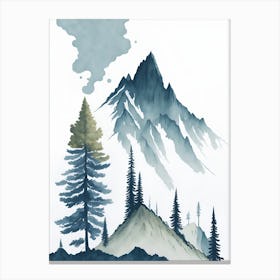 Mountain And Forest In Minimalist Watercolor Vertical Composition 163 Canvas Print