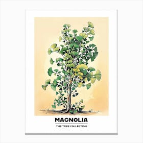 Magnolia Tree Storybook Illustration 2 Poster Canvas Print