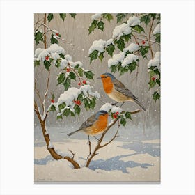 Robins In The Snow no2 Canvas Print