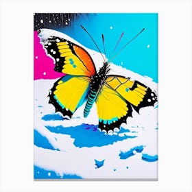 Butterfly In Snow Andy Warhol Inspired 1 Canvas Print