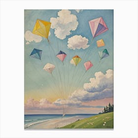 Pastel Kites In The Sky Canvas Print