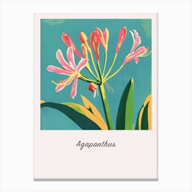 Agapanthus 2 Square Flower Illustration Poster Canvas Print