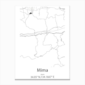 Mima,Japan Minimalist Map Canvas Print