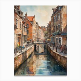 Canal Belt Amsterdam Vintage Painting (24) Canvas Print