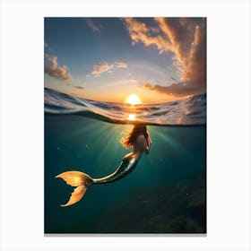 Mermaid At Sunset-Reimagined Canvas Print