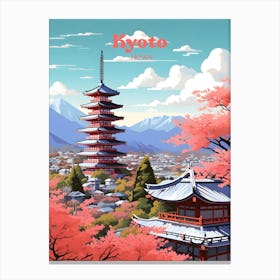 Kyoto Japan In Spring Travel Art Illustration Canvas Print