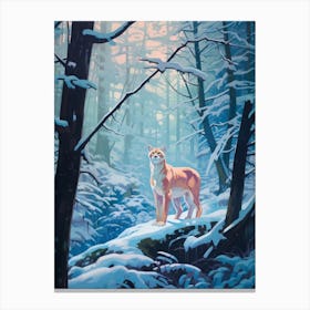 Winter Mountain Lion 2 Illustration Canvas Print