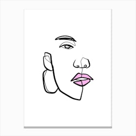 Minimalist Line Art Woman Face Canvas Print