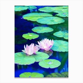 Water Lilies Waterscape Crayon 1 Canvas Print