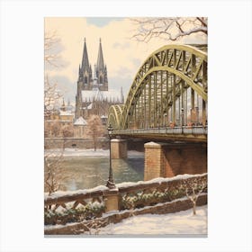 Vintage Winter Illustration Cologne Germany 1 Canvas Print