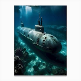 Submarine In The Ocean-Reimagined 42 Canvas Print