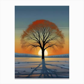 Tree At Sunset 2 Canvas Print