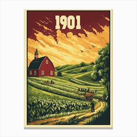 Aihrgdesign A Retro Poster Of A Peaceful 1901 Countryside Wit 82ca8c14 E48a 44cf 82e4 8745ff1724e0 3 Canvas Print