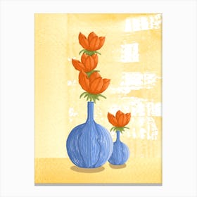 Lotus Vases With Flowers Canvas Print