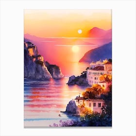 The Amalfi Coast Watercolour 4 Canvas Print