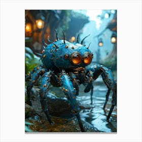 Water Spider With Whimsical Expressive Eyes Highly Detailed And Intricate Nature Inspired Exoskele Canvas Print