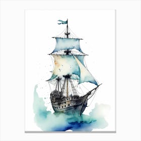 Sailing Ships Watercolor Painting (18) Canvas Print