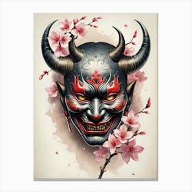 Floral Irezumi The Traditional Japanese Tattoo Hannya Mask (27) Canvas Print