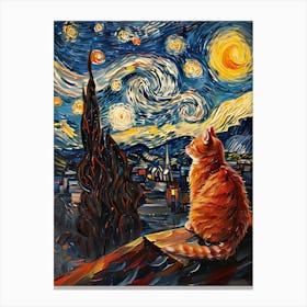 Starry Night Cat 17 Canvas Print