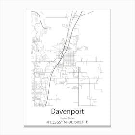 Davenport,United States Minimalist Map 1 Canvas Print