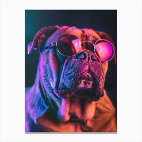 Beautiful Dog Under Neon Lights 15 Canvas Print