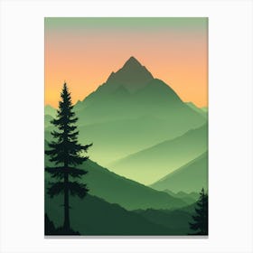 Misty Mountains Vertical Composition In Green Tone 8 Canvas Print