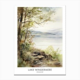 Lake Windermere 4 Watercolour Travel Poster Canvas Print
