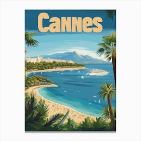 Aihrgdesign A Retro Travel Poster For Cannes Featuring The Sc 64b91f0b 8a9d 443a B17f 8bf308e695a6 0 Canvas Print