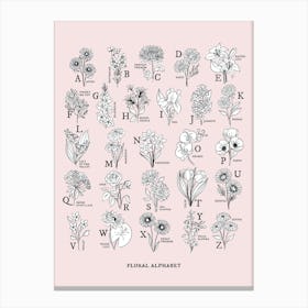 Floral Alphabet | Soft Pink Canvas Print